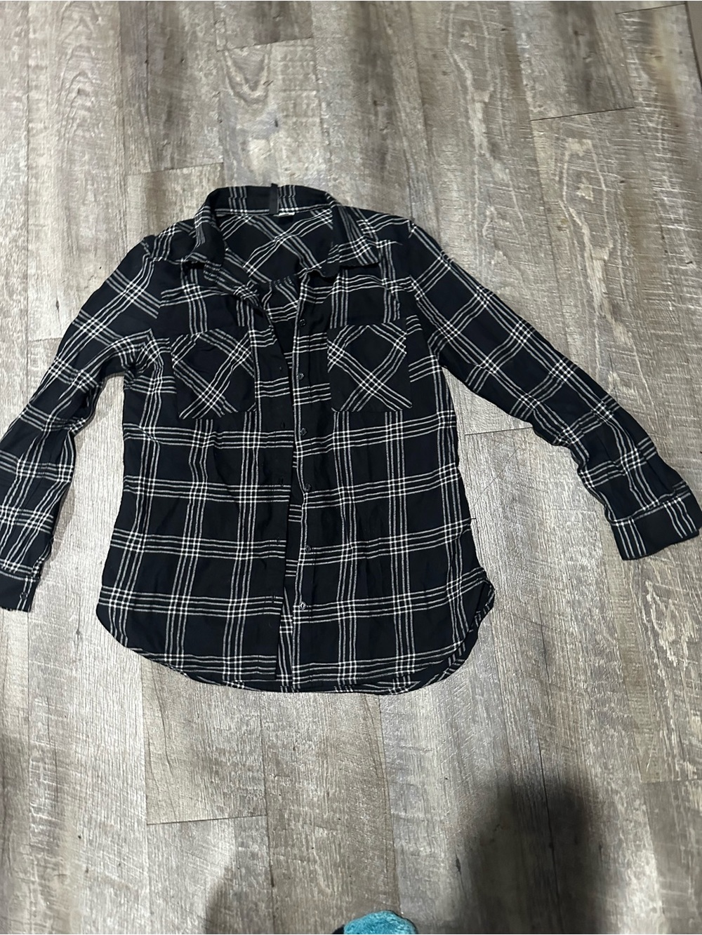 H&M Black and White Plaid Button-Down Shirt